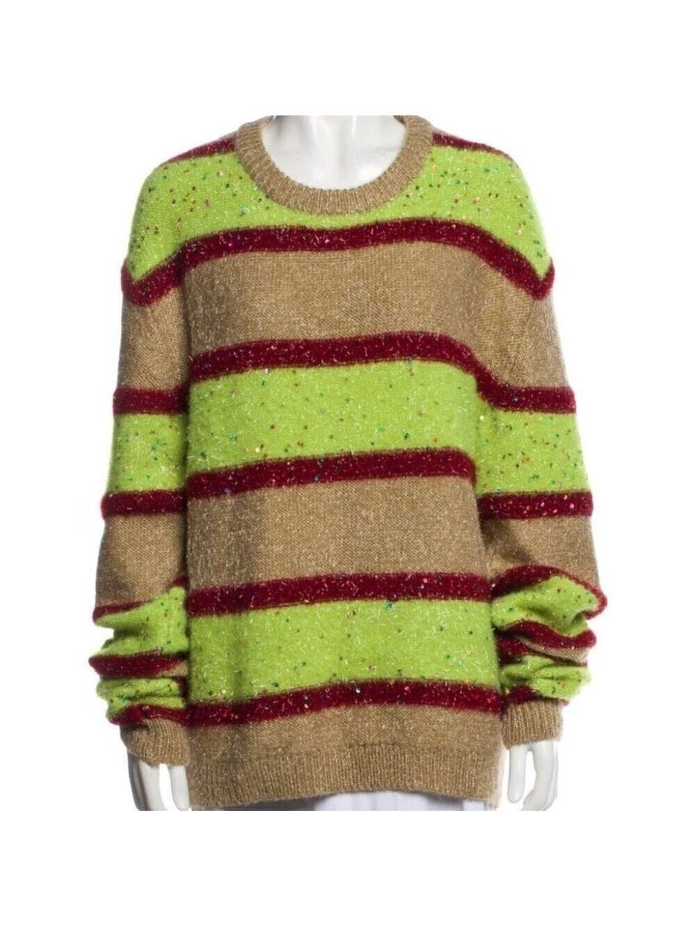 * ASHISH Striped and Sequin Embellished Crew Neck Sweater Size XS (Oversized)